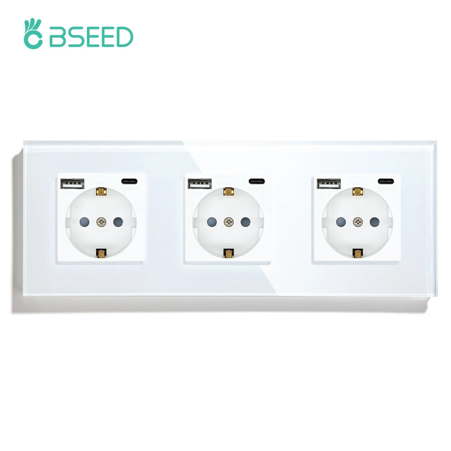 trois prises, trois USB type C, interrupteur va et vient blanc
