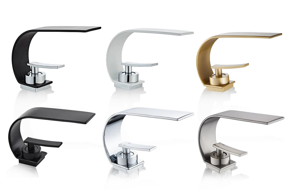 6 modĂšles de Robinet-salle-de-bain-noir mat, or, blanc, chrome