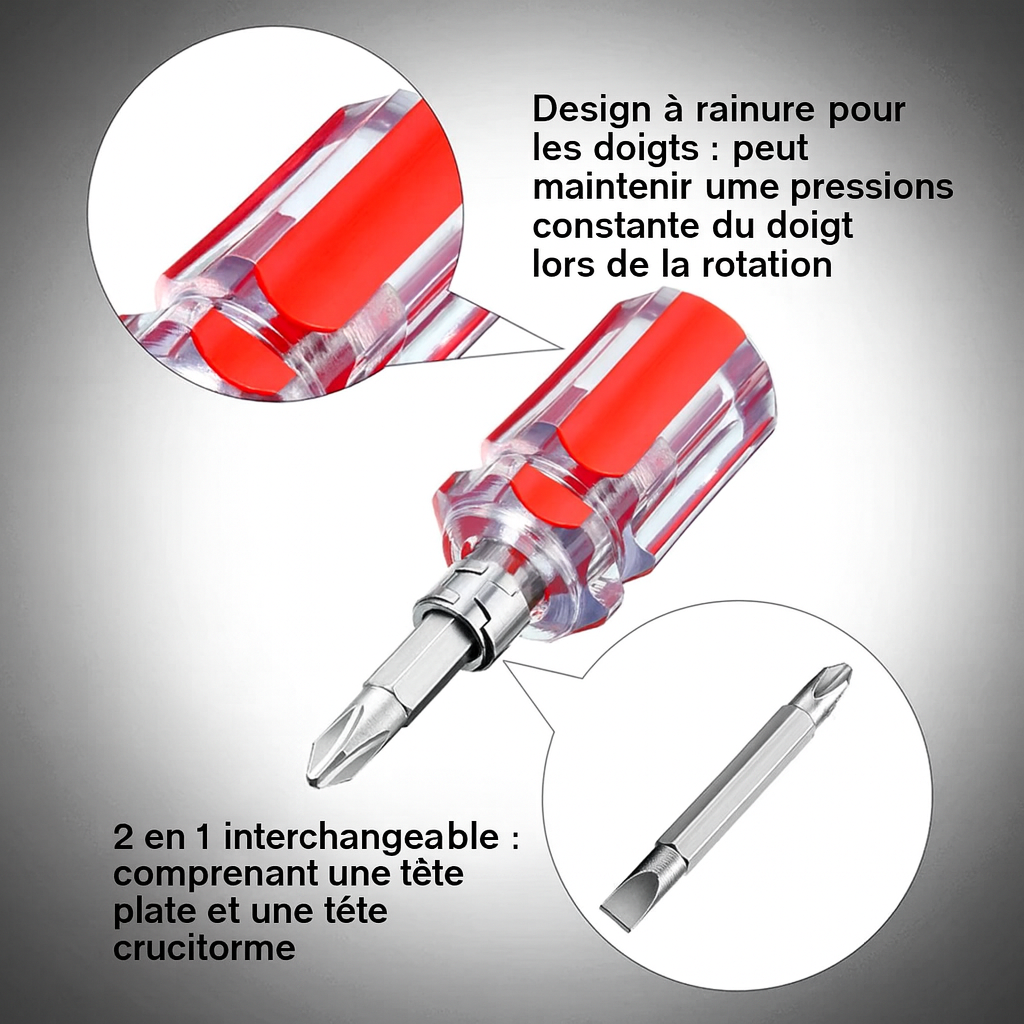 Tournevis |Ergonomique-Court 2-en-1 – Précision & Puissance pour Espaces Étroit | Spécial Machines à Coudre (Lot 3 Pièces)