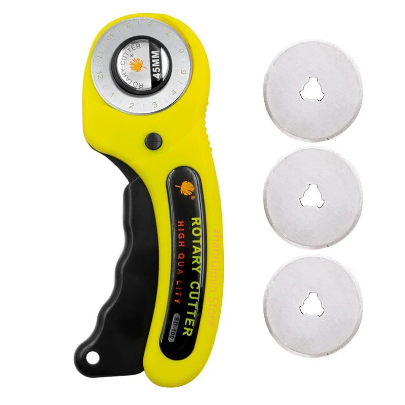 Cutter rotatif jaune avec trois lames