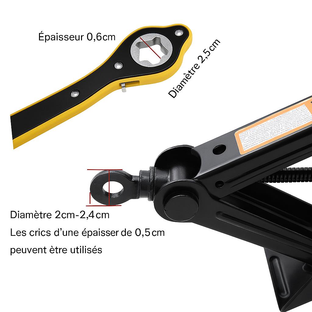Dimensions CLE A cliquet Multi usage jaune et cric