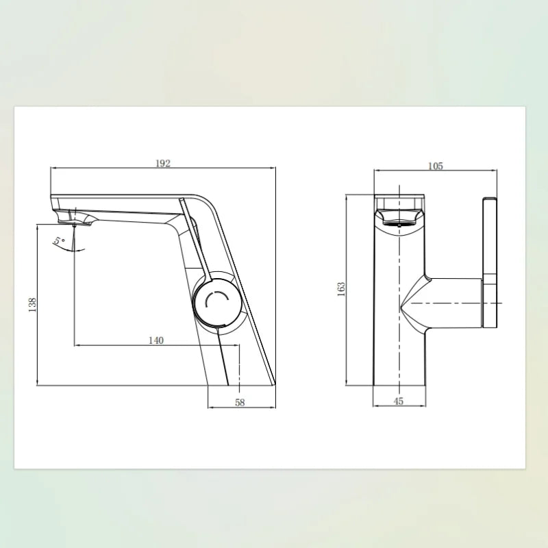 Dimensions du Mitigeur lavabo de 192mm