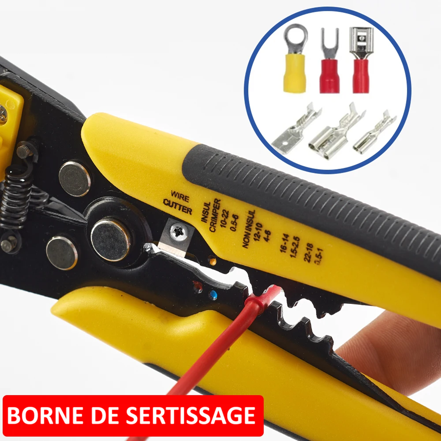 Pince-a-denude-pince-à-dénuder-jaune-sertissage