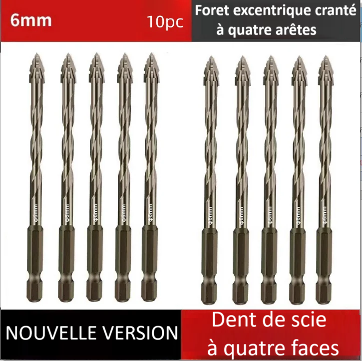 Foret perceuse |Foret excentrique 4 arêtes en alliage renforcé – perce, porcelaine, béton, briques et l’acier