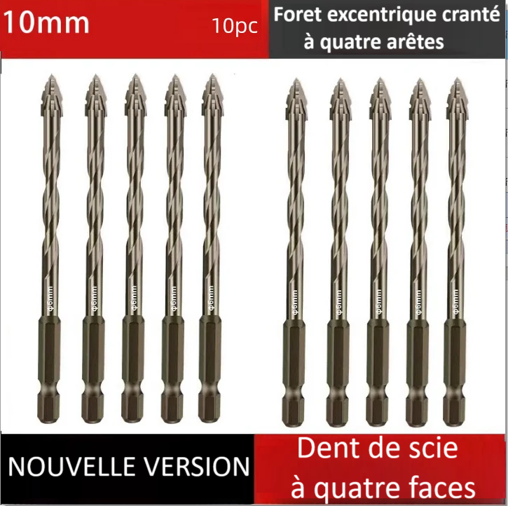 Foret perceuse |Foret excentrique 4 arêtes en alliage renforcé – perce, porcelaine, béton, briques et l’acier
