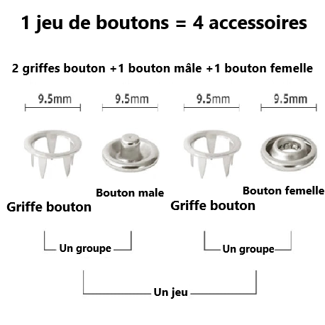 pince à bouton pression -jeu de bouon