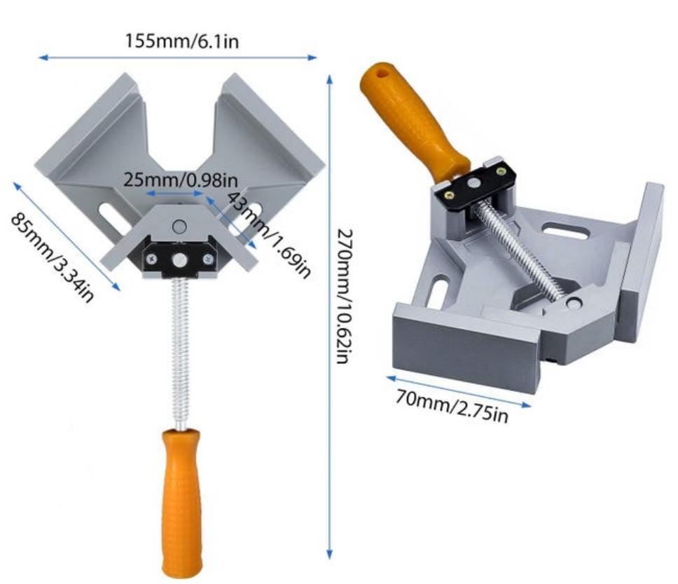 Serre-joint 90° en aluminium pour assemblage du bois