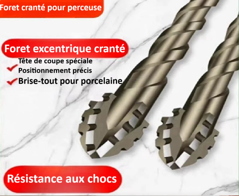 Foret perceuse |Foret excentrique 4 arêtes en alliage renforcé – perce, porcelaine, béton, briques et l’acier