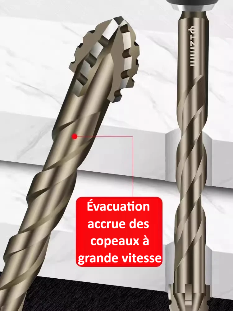 Foret perceuse |Foret excentrique 4 arêtes en alliage renforcé – perce, porcelaine, béton, briques et l’acier
