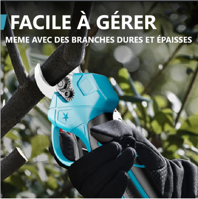 SECATEUR-ELECTRIQUE-SANS-FIL-facile-à-gérer-branches-dures-épaisses