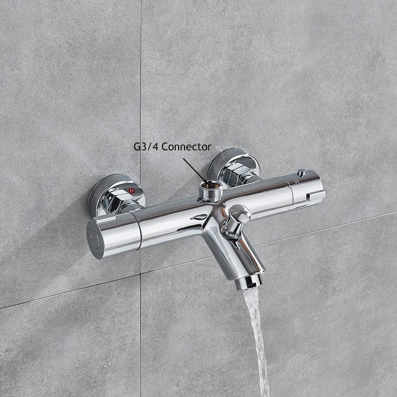 Mitigeur-douche-thermostatique-économie-eau-système-intelligent-chrome-eau-coule-robinet