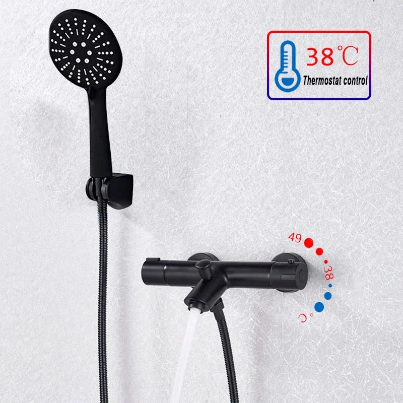 Mitigeur-douche-thermostatique-système-intelligent-réglage-automatique-de-température-Noir-mat-douchette