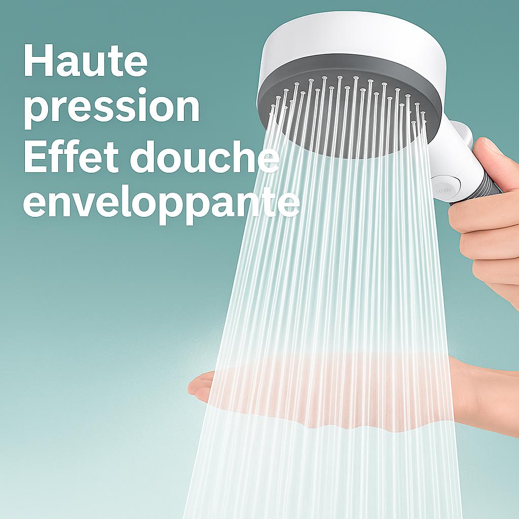 Pommeau de douche anti calcaire blanc haute pression