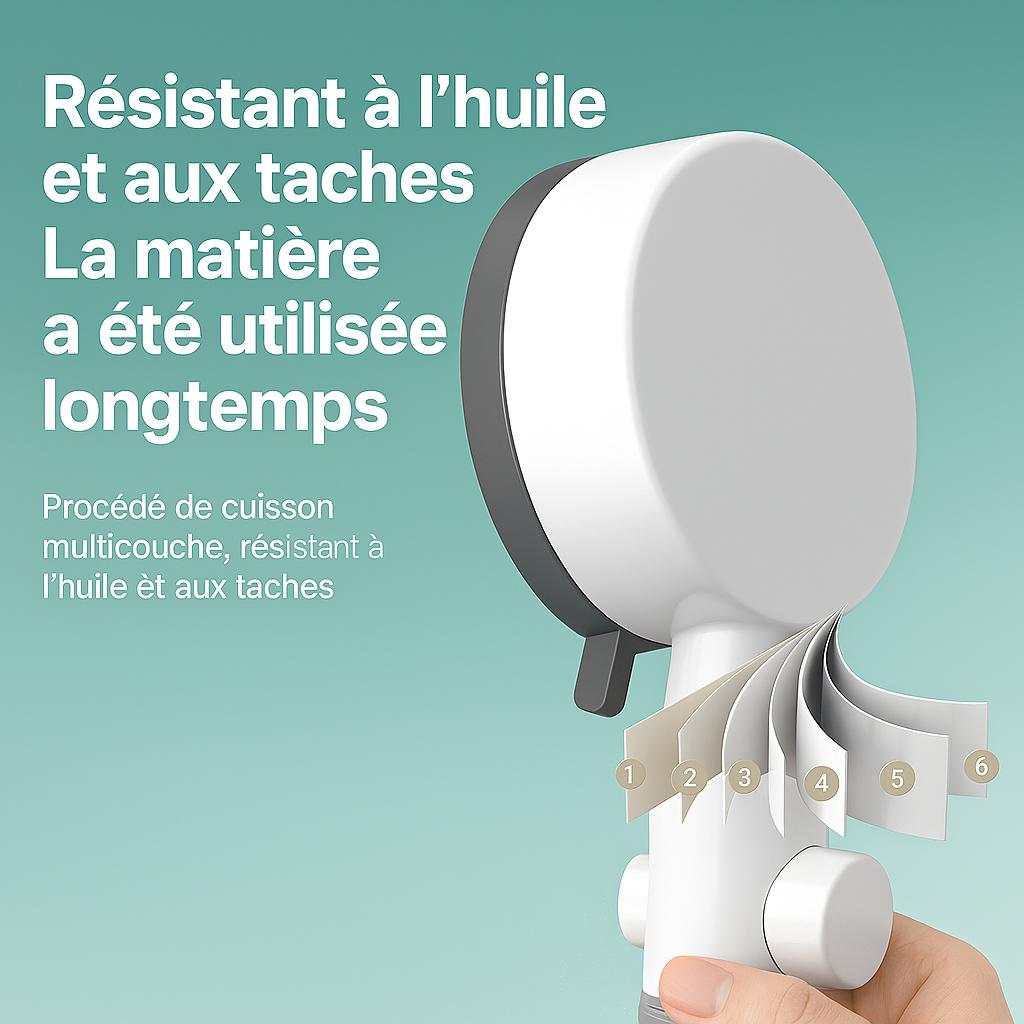 Pommeau de douche anti calcaire blanc résistant aux huiles et taches
