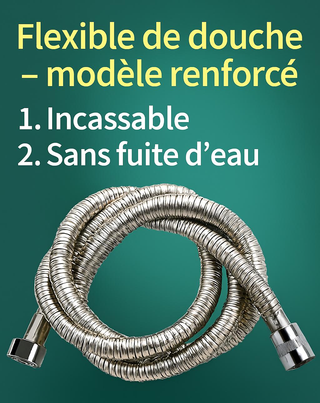 Pommeau de douche flexible renforcé étanche