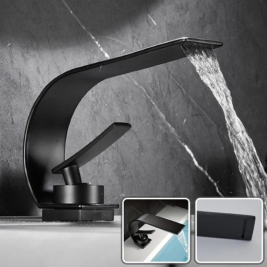 Robinet salle de bain Noir brossé coule dans le lavabo blanc