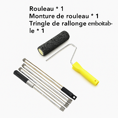 Rouleau peinture poignée ergonomique jaune, tringle rallonge emboitable