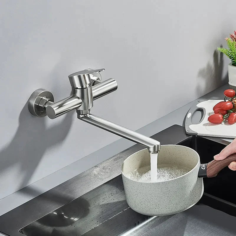 Robinet de cuisine |Mitigeur mural avec douchette en acier inoxydable