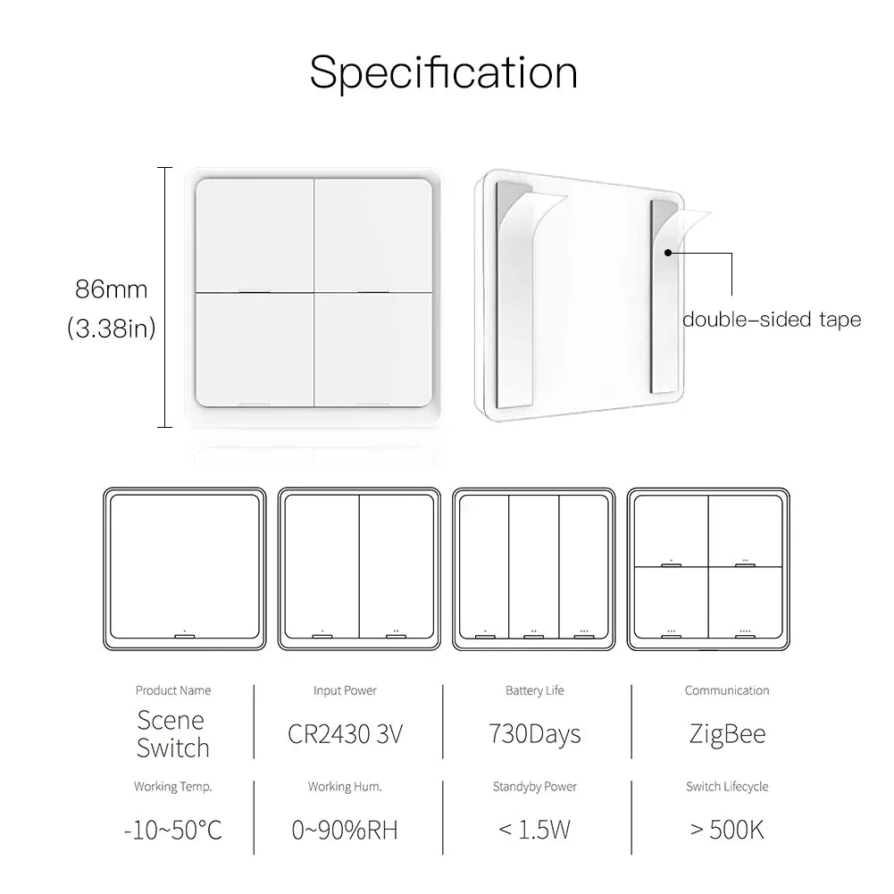 Interrupteur |Domotia-Interrupteur d'automatisation intelligent 12 scĂšnes Tuya sans fil