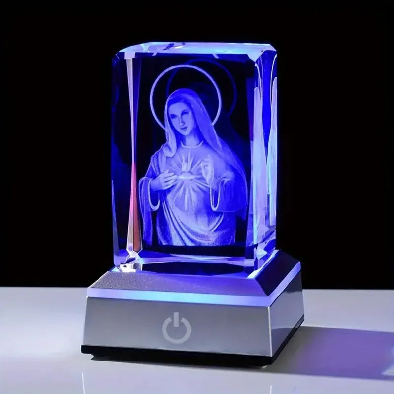 Statue-de-Vierge-Marie-lumiere-led-bleue