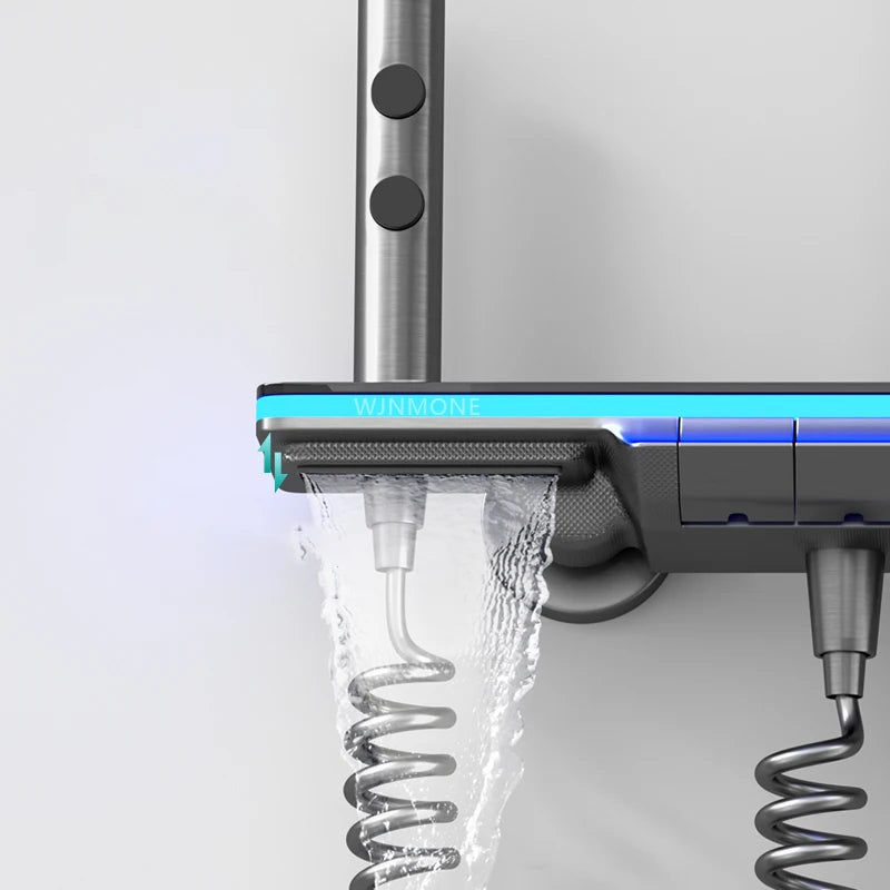 Colonne de douche leds bleues en mode eau robinet