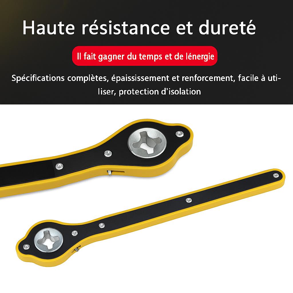 deux CLE A cliquet Multi usage jaunes , résistance , durabilité ,gain de temps et d'énergie
