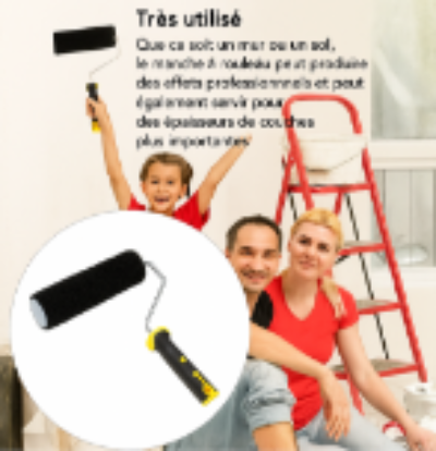 deux Rouleau peinture noirs, famille joyeuse devant escarbot rouge