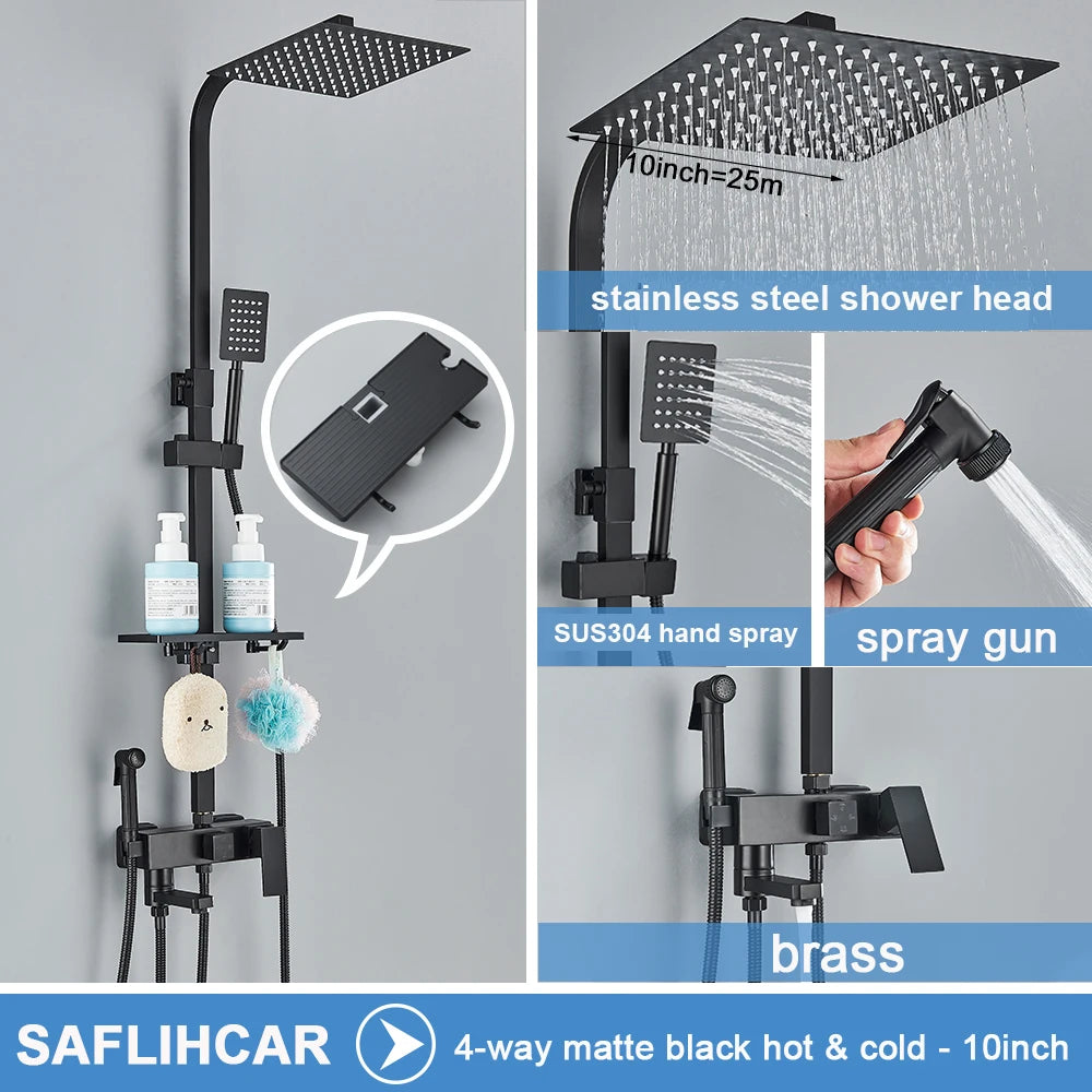 deux colonne de douche noires de 10 pouces