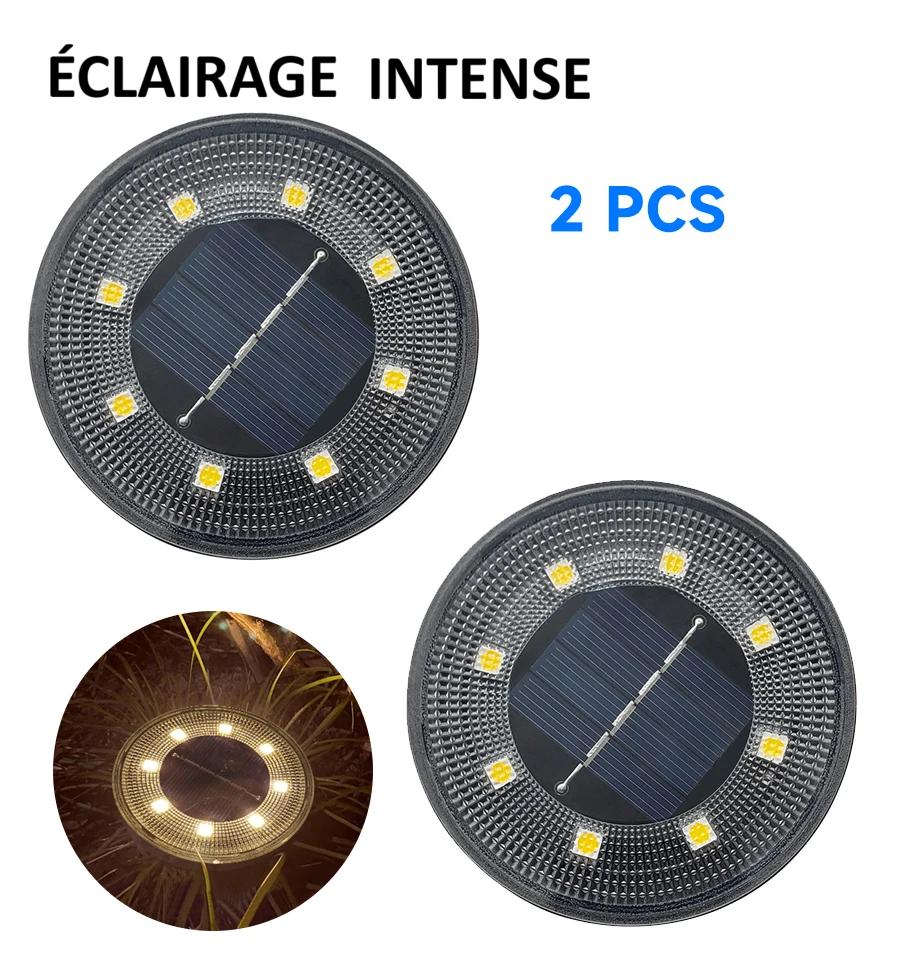 Deux pièces de Lampe solaire exterieur lumière intense allumées