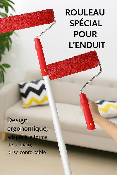 deux rouleau peinture rouges avec poignées ergonomiques rouges