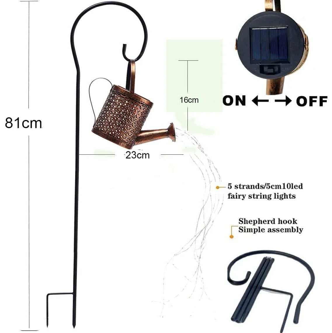 dimension de Lampe solaire extérieur 81cm