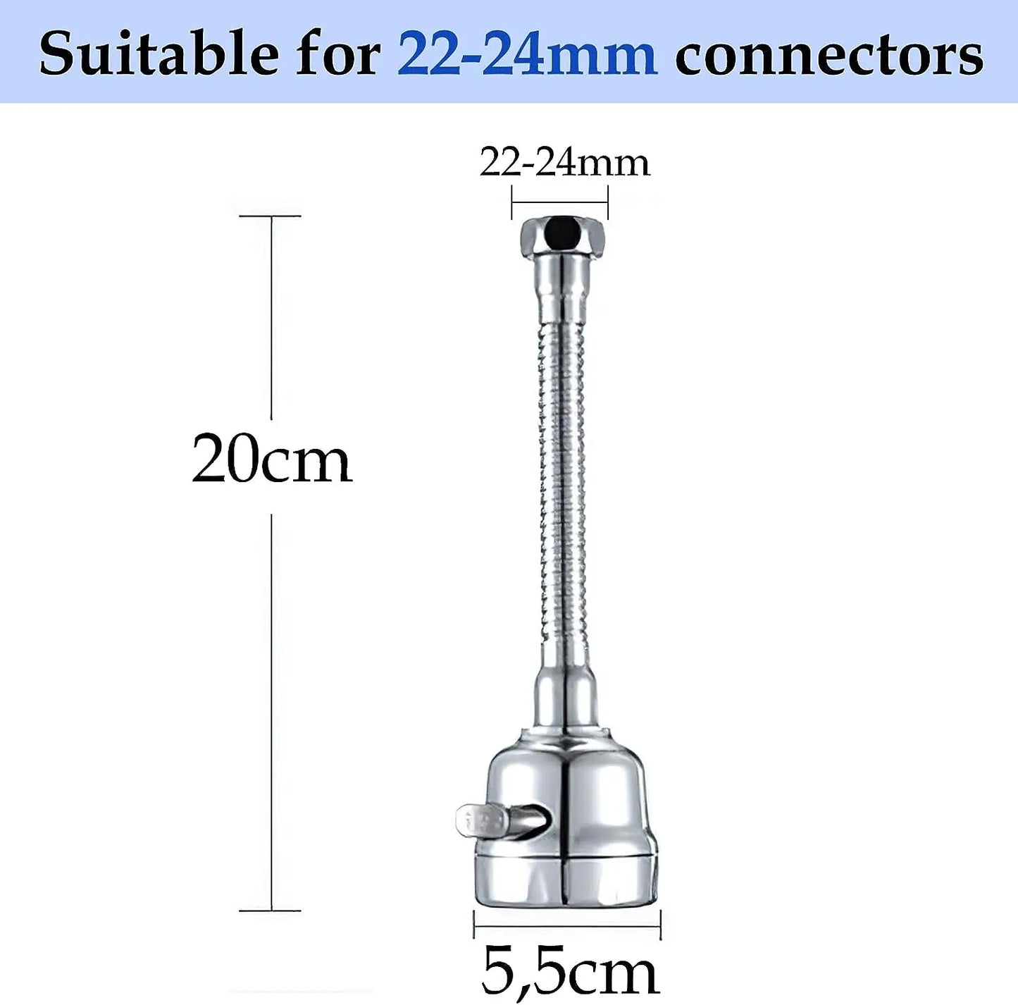 Dimensions 20 cm modèle long du robinet cuisine