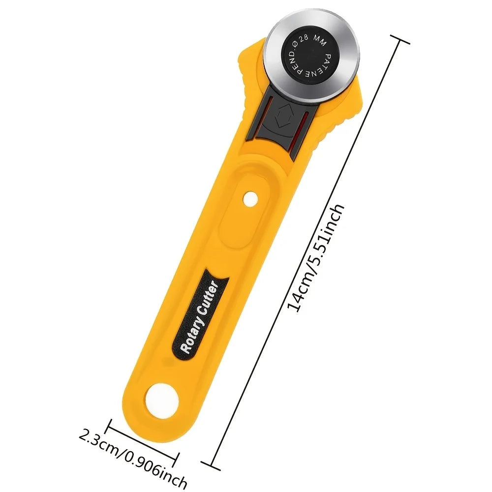Dimensions du Cutter rotatif jaune indispensable, quatorze cm