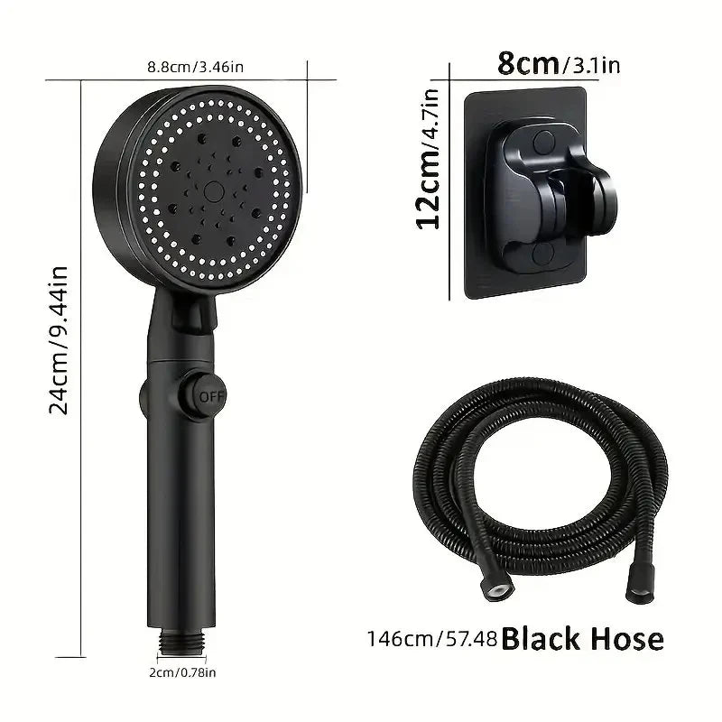 Dimensions Mitigeur Douche noir avec flexible