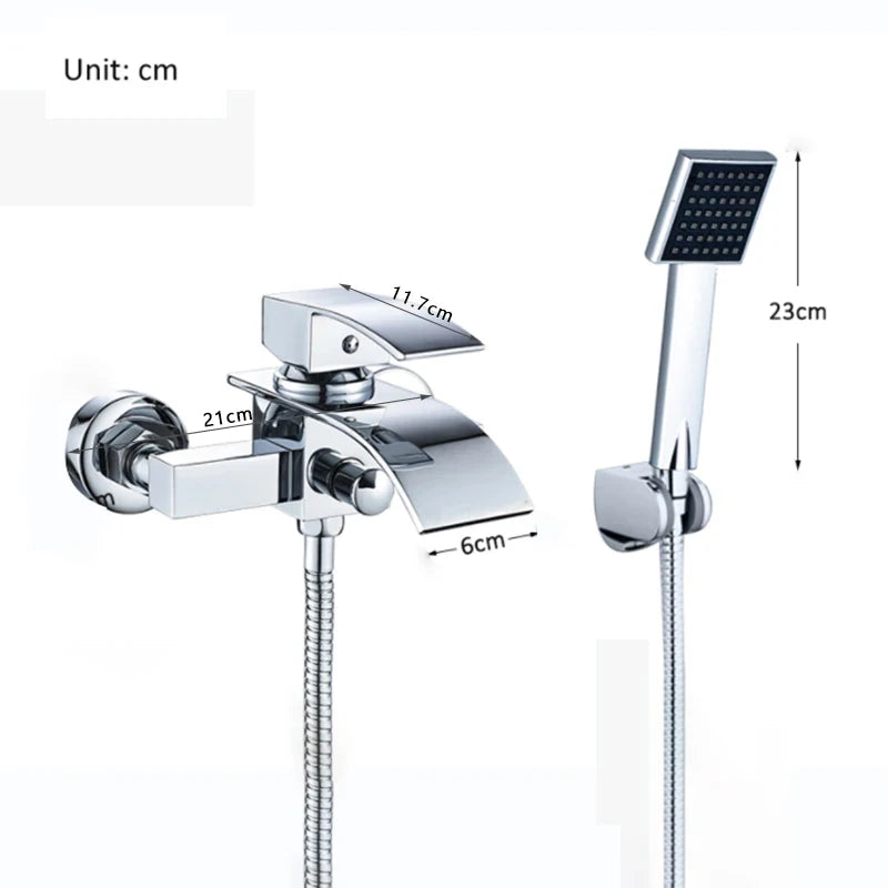 dimensions de douchette et du robinet du Mitigeur baignoire argente