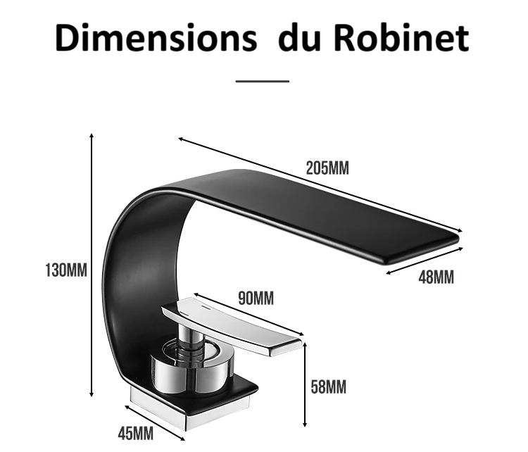 dimensions du robinet salle de bain noir