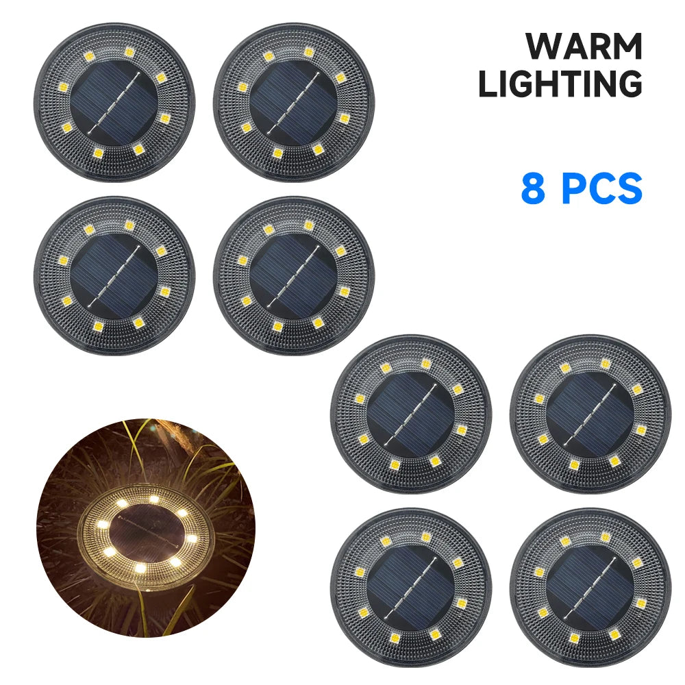 Huit pièces de Lampe solaire exterieur lumière chaude allumées
