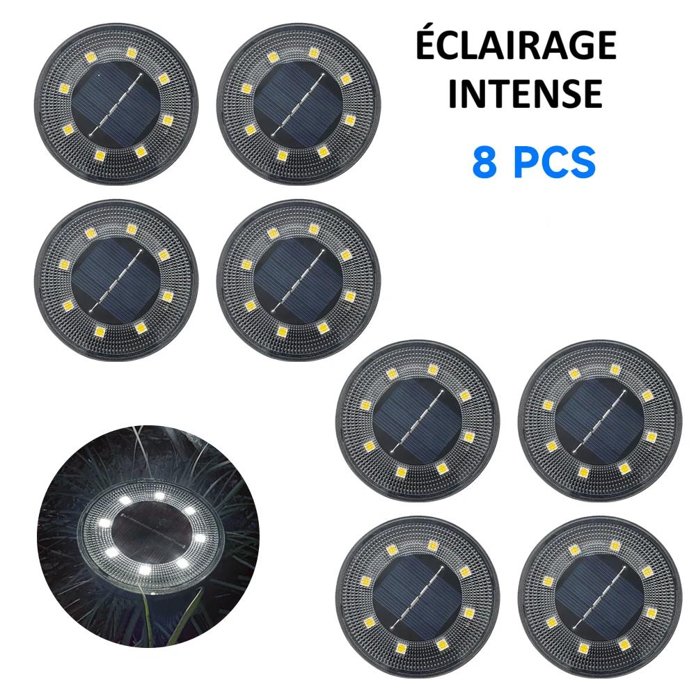 Huit pièces de Lampe solaire exterieur lumière intense allumées
