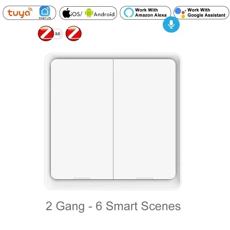 interrupteur connecte blanc avec 2 gang et 6 smart