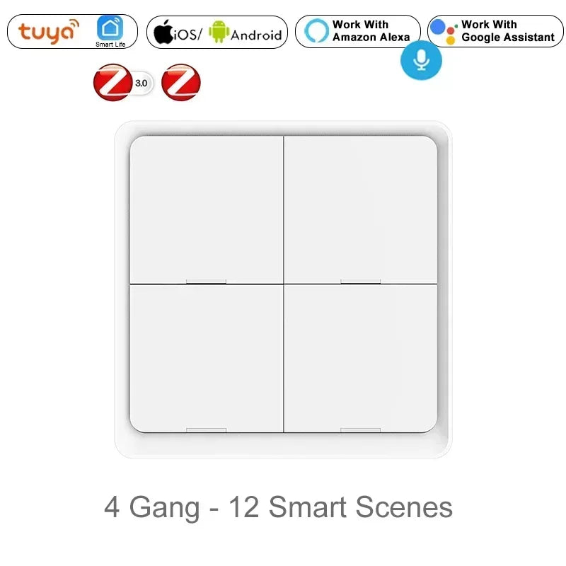 interrupteur connecte blanc avec 4 gang et 12 smart