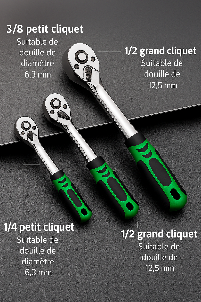 jeu CLE A cliquet ,CLE A cliquet,1/2 , 1/4 , 3/8
