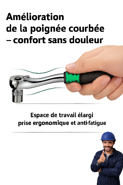 jeu clé à cliquet , amélioration , main tient poignée ergonomique de clé à cliquet