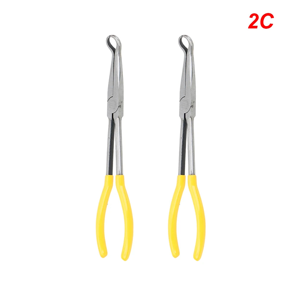 jeu de deux pince bec rond poignee ergonomique jaune