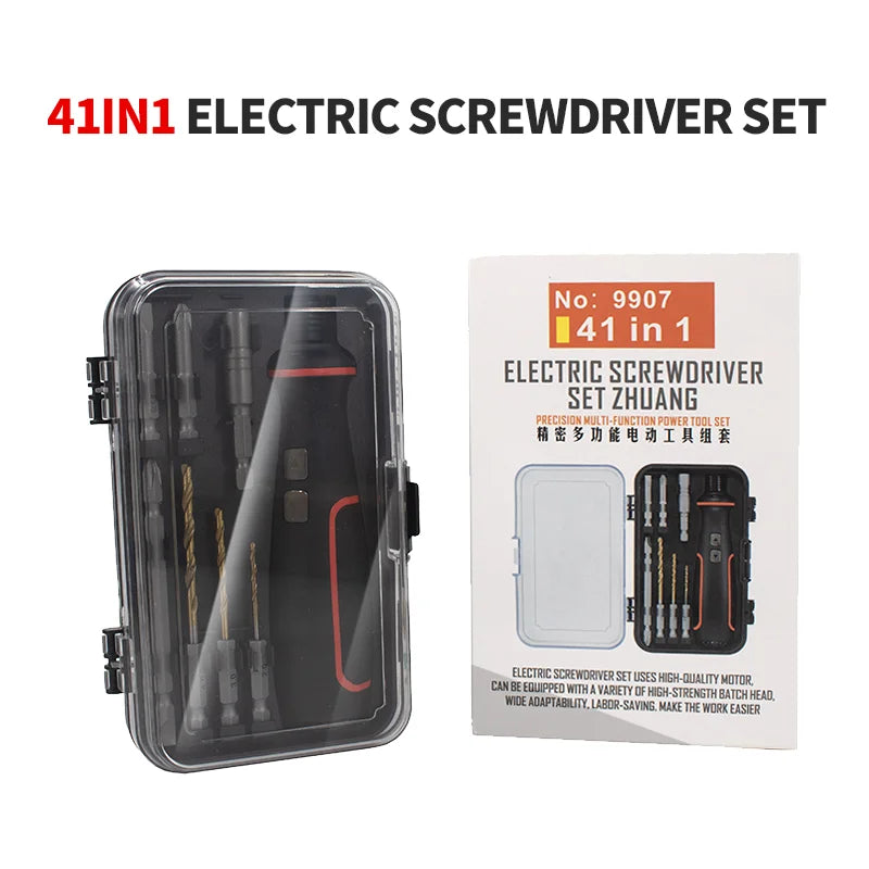 kit 41 en un de Tournevis electrique Rechargeable USB 3.6V avec lumière LED