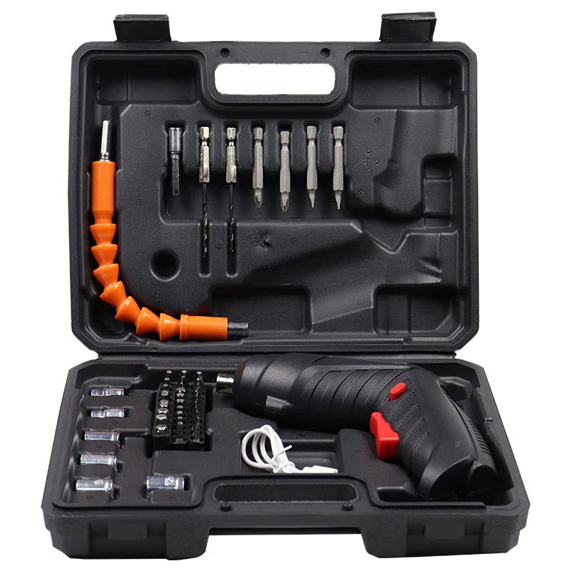 Kit de Tournevis electrique noir avec rallonge orange, embouts et douilles