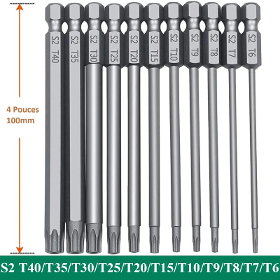 longueur Forets et embouts tournevis torx quatre pouces