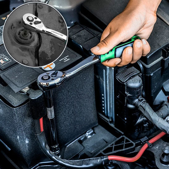 main dessert support batterie voiture avec CLE A cliquet vert 72 dents