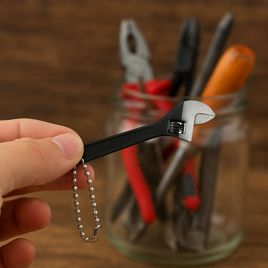 main tient porte cle mini CLE A molette noire