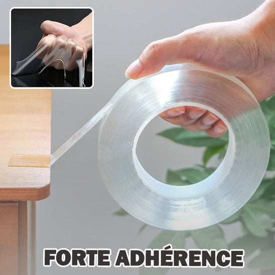 main-tirant-Ruban-Adhésif-Double-Face -fixé-sur-table-Forte-adhérance