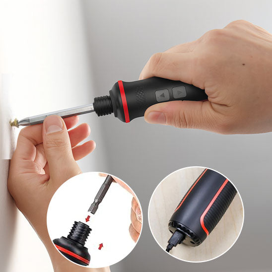 personne visse dans le mur avec Tournevis electrique Rechargeable USB 3.6V avec lumière LED